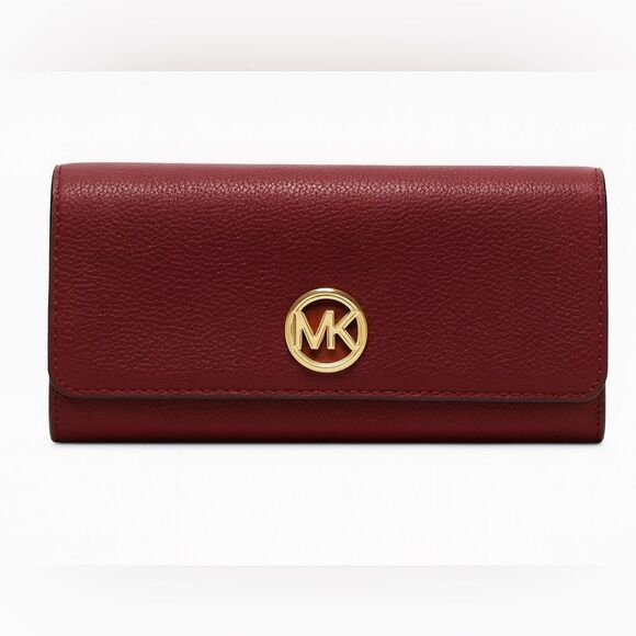 Michael Kors Burgandy red pebble Leather long Wallet - Picture 1 of 8
